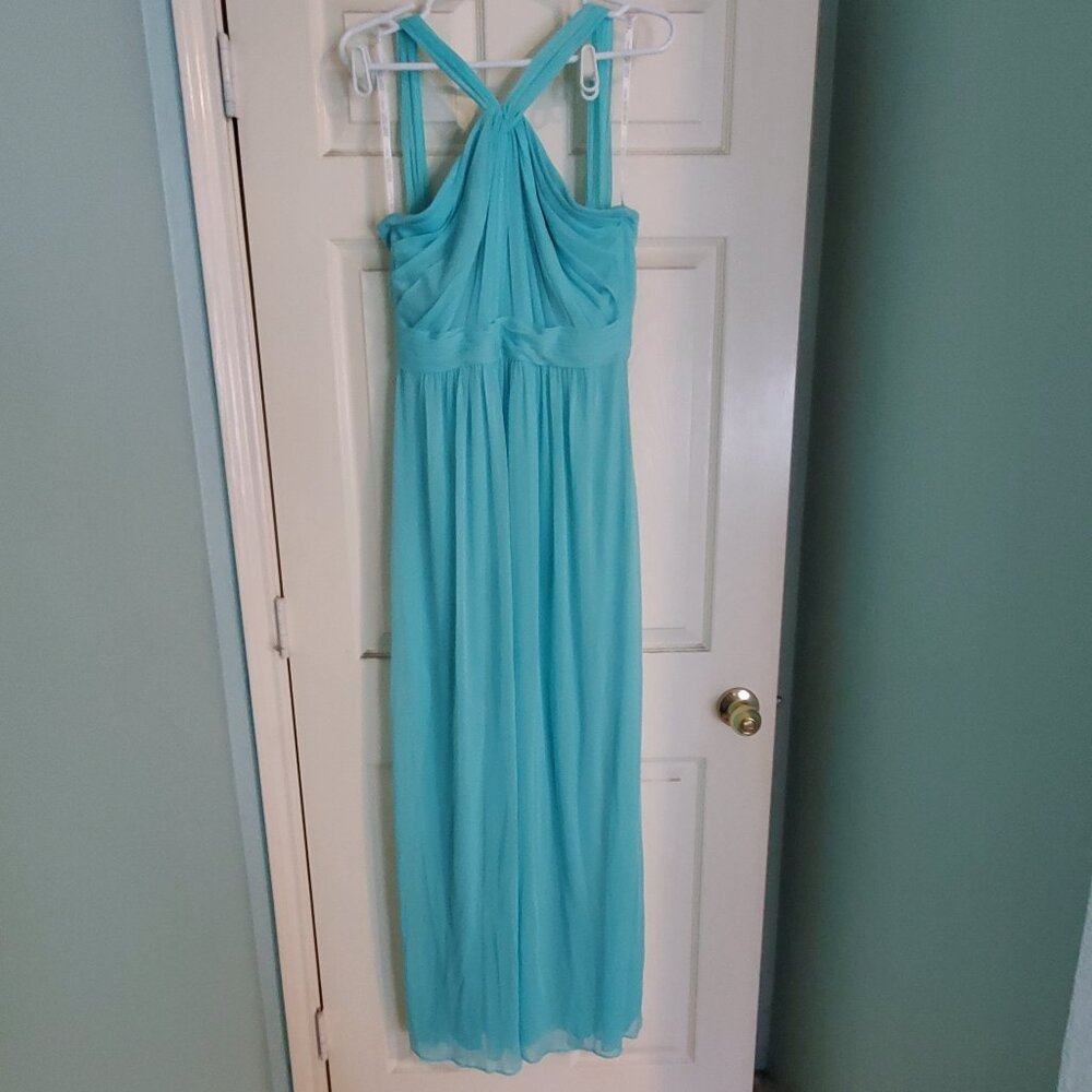 David's Bridal Y-Neck Long Mesh Dress STYLE# W11173 SPA size 6